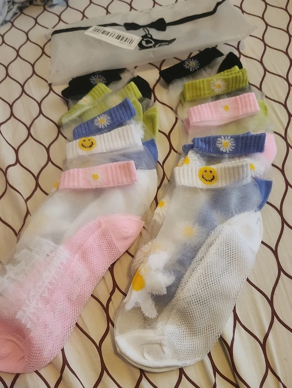 Colorful Daisy Kids Sheer Crew Socks - Pack of Mixed Colors
